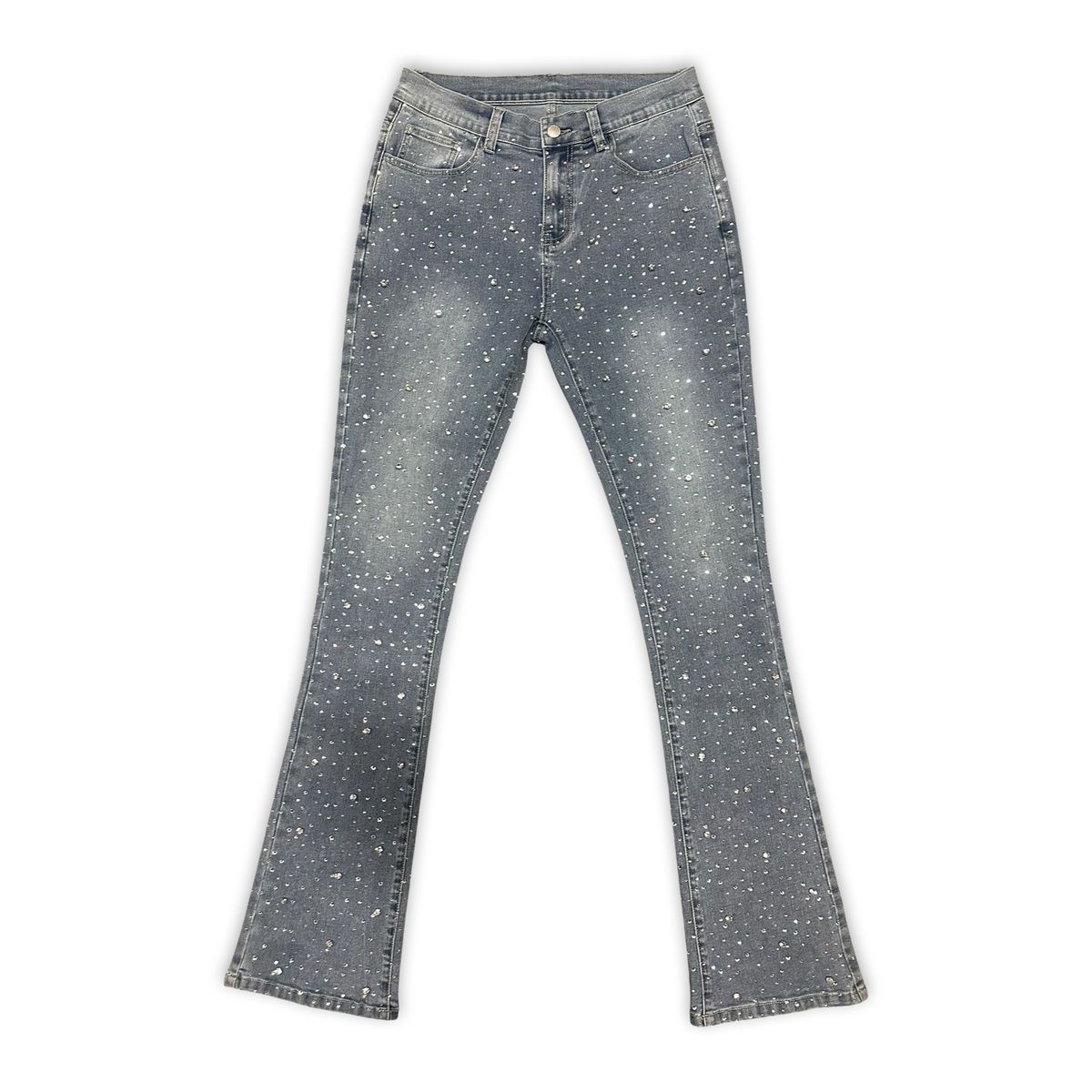 Concept La "Prosperity" Blue Rhinestone Flare Jeans