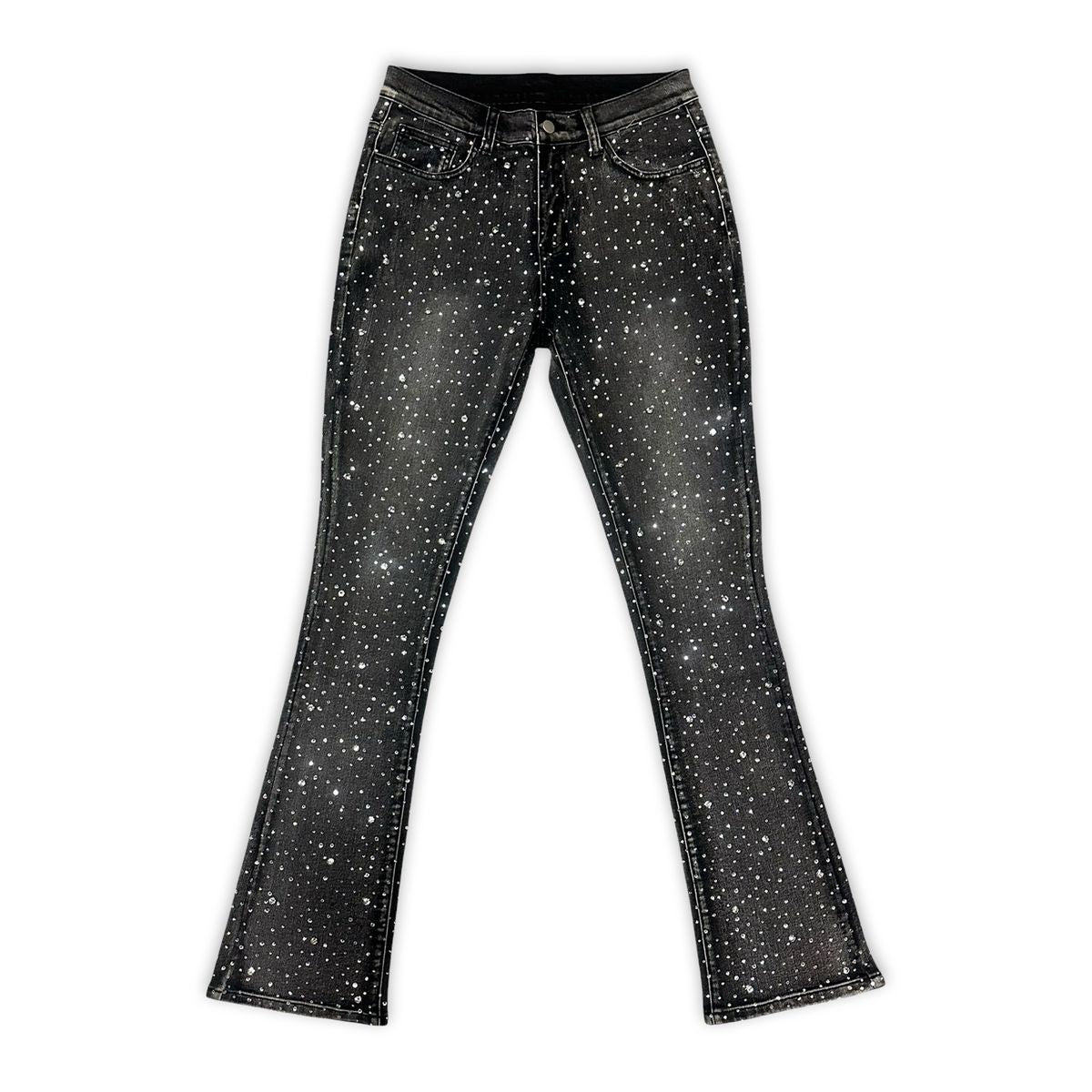 Concept La "Prosperity" Black Rhinestone Flare Jeans