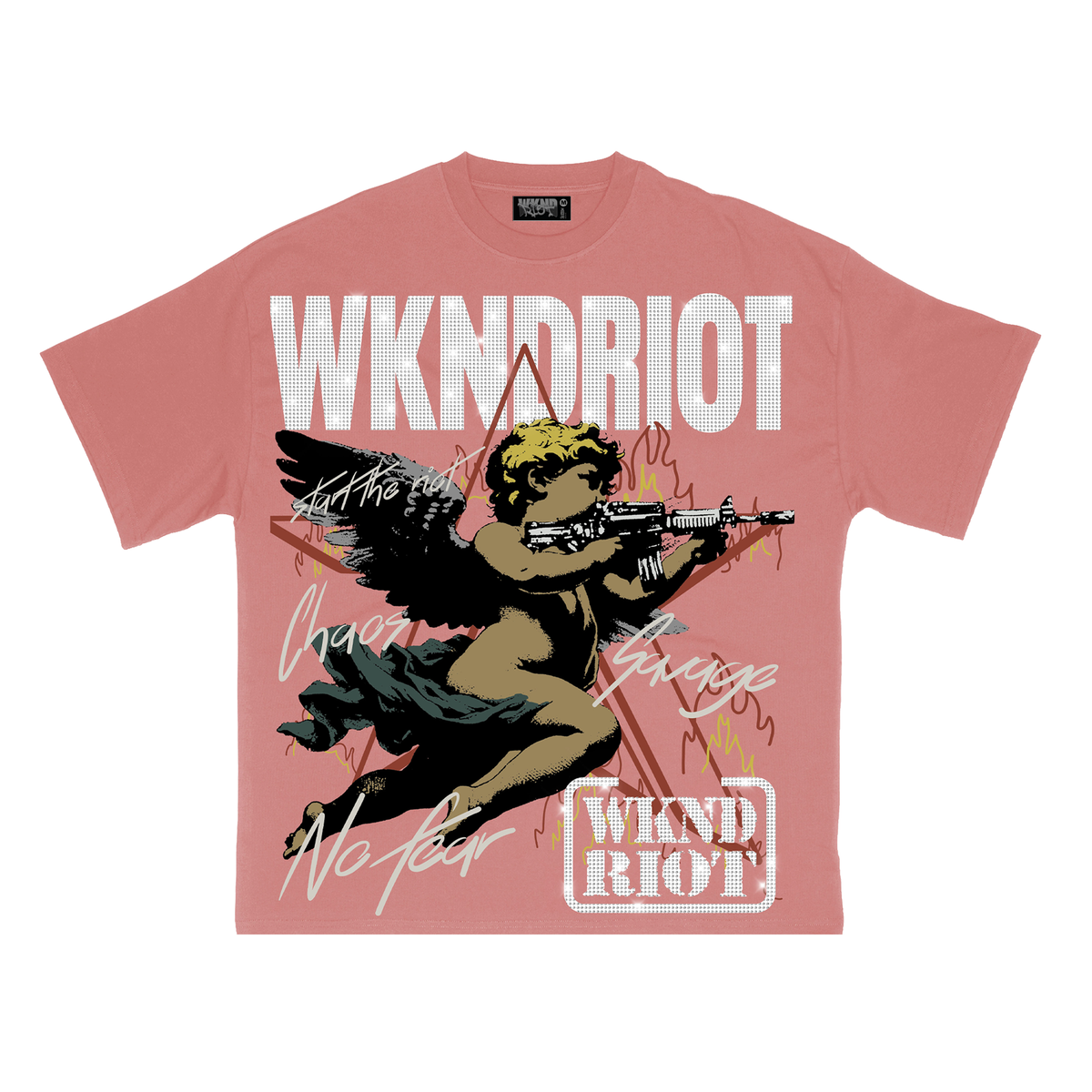 Wknd Riot "NO FEAR PEACH W/ RHINESTONE"