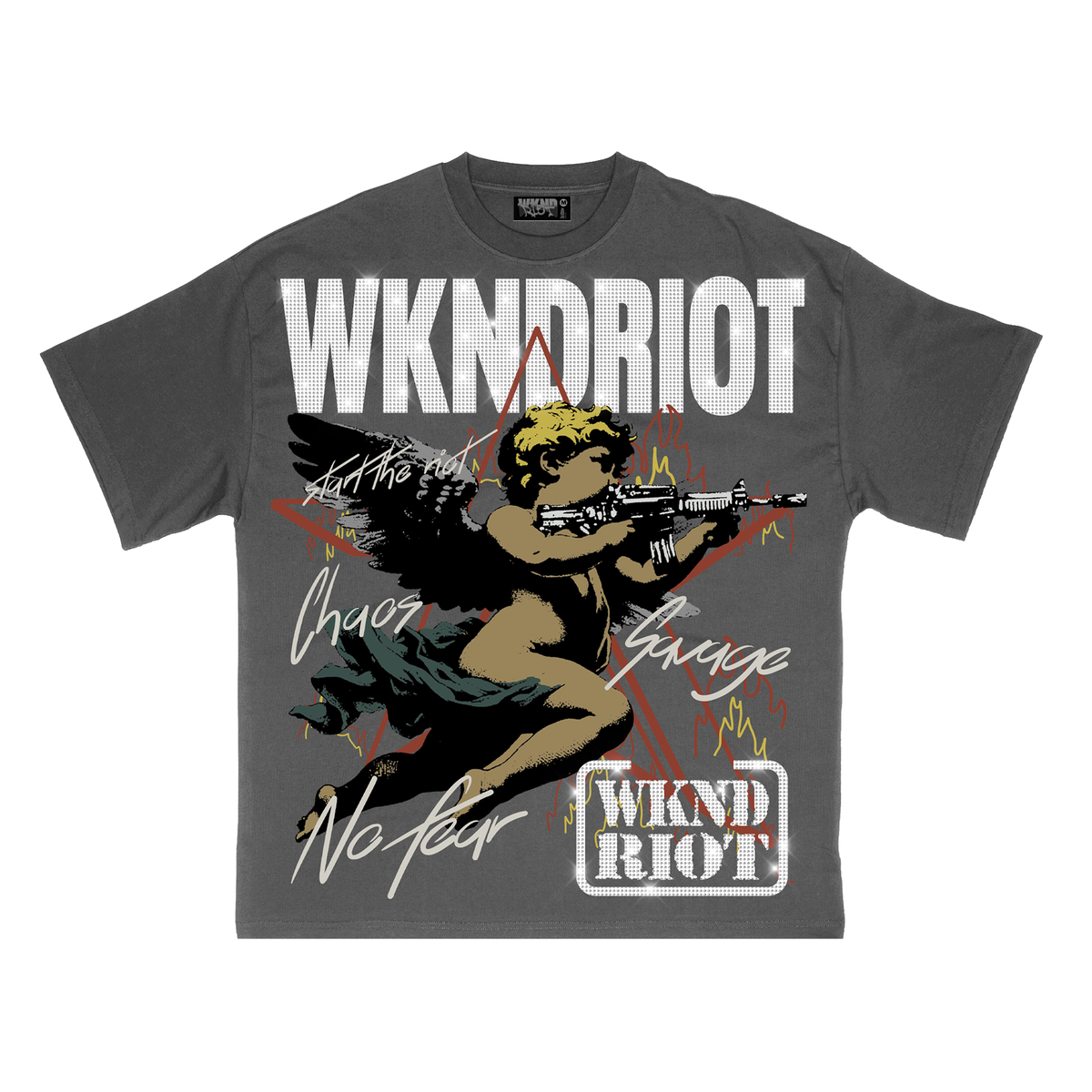 Wknd Riot "NO FEAR GREY W/ RHINESTONE"