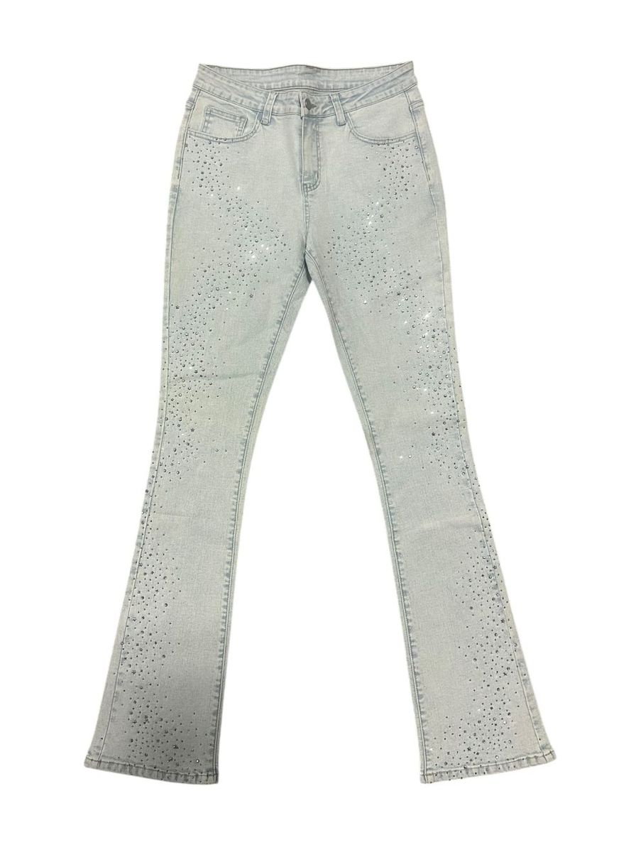 Concept La "Starlight" Ice Blue Rhinestone Flare Jeans