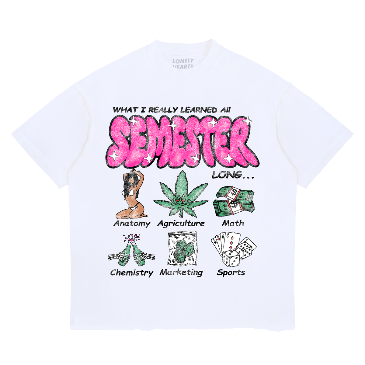 Lonely Hearts Club “What I Learned All Semester Cropped T-Shirt