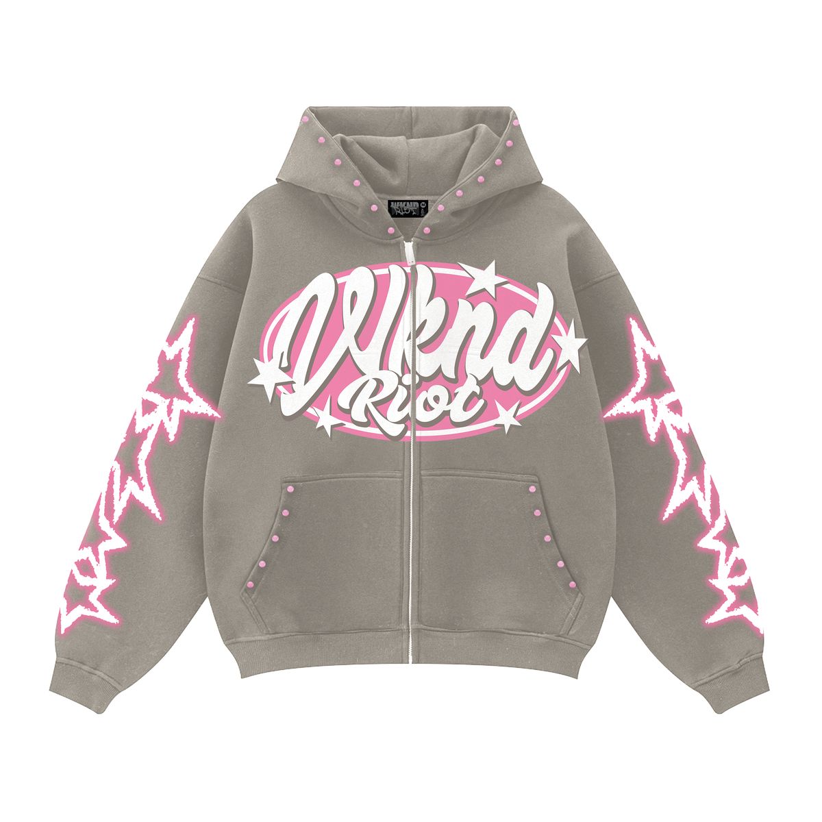 Wknd Riot "HIGH FASHION" (PINK RHINESTONES) HOODIE