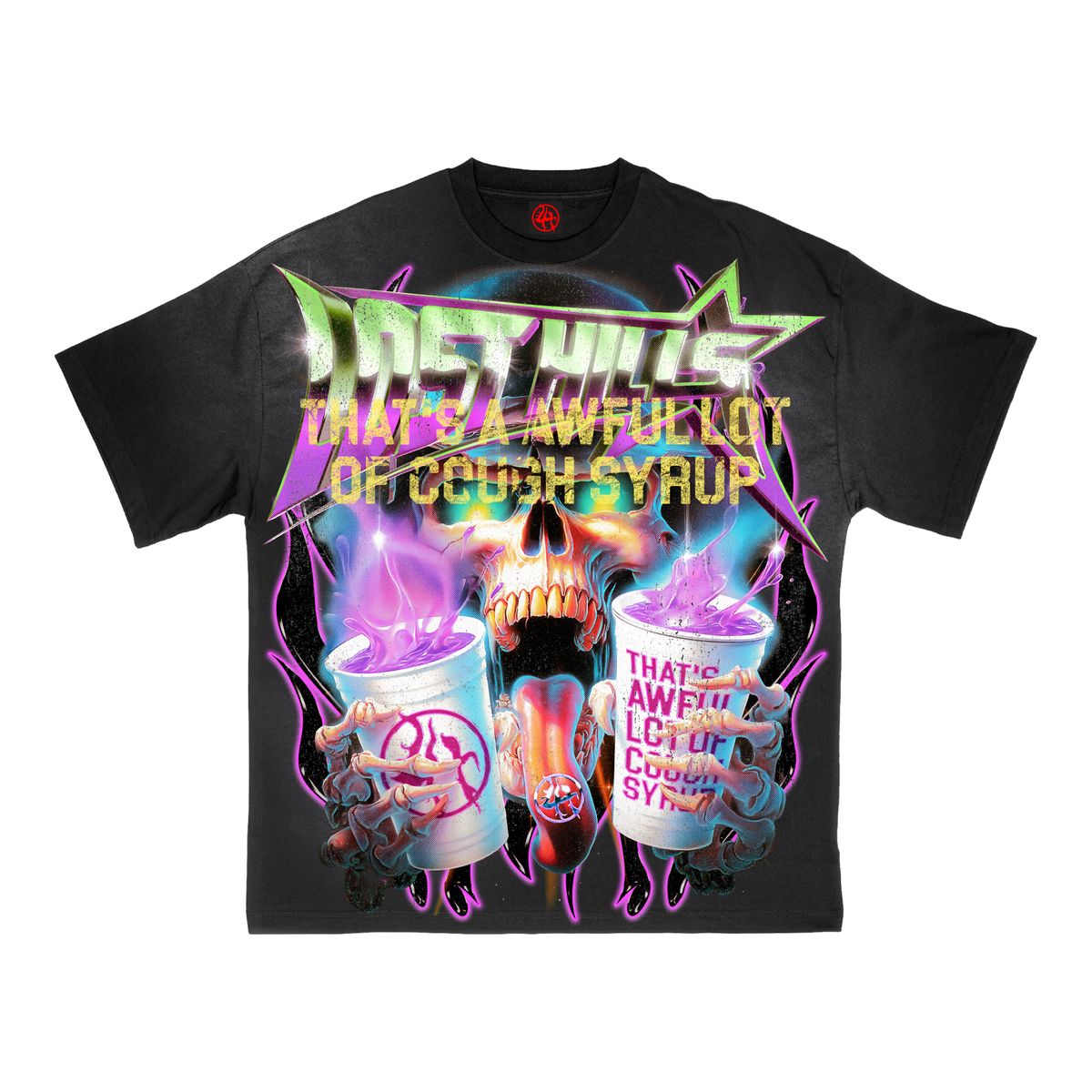 Lost In The Hills x Cough Syrup "Black Skull Syrup" TSHIRT