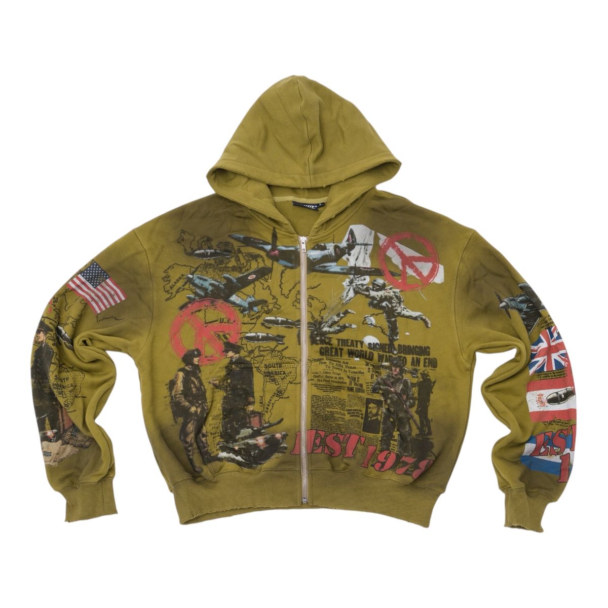 Syndicate “PEACE" ZIP Up (OLIVE)