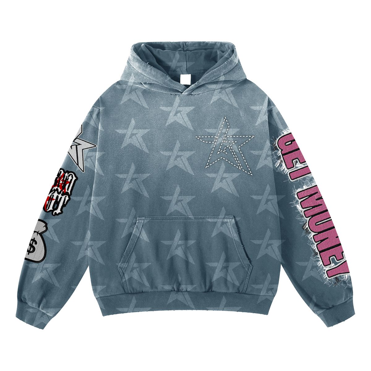 Wknd Riot "TRUST NO ONE" (PATCHES &RHINESTONES) HOODIE