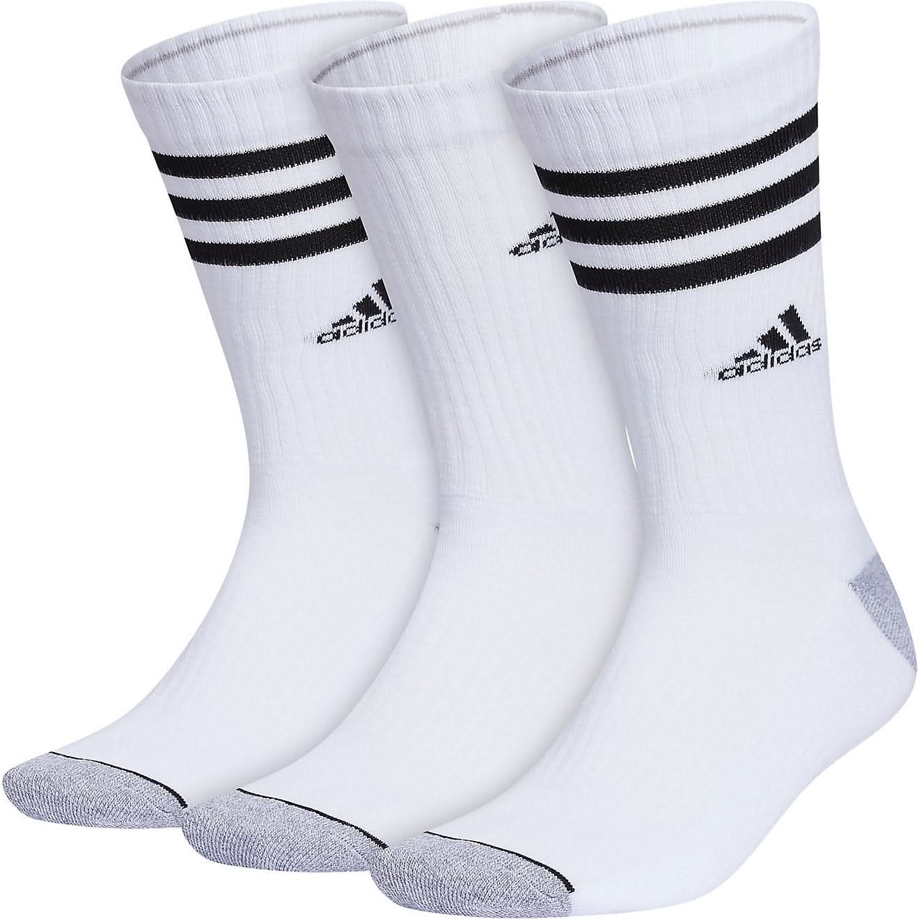 Adidas Men's Athletic Cushioned CREW Socks (6-Pair), White/Black, Large, (Shoe Size 6-12)