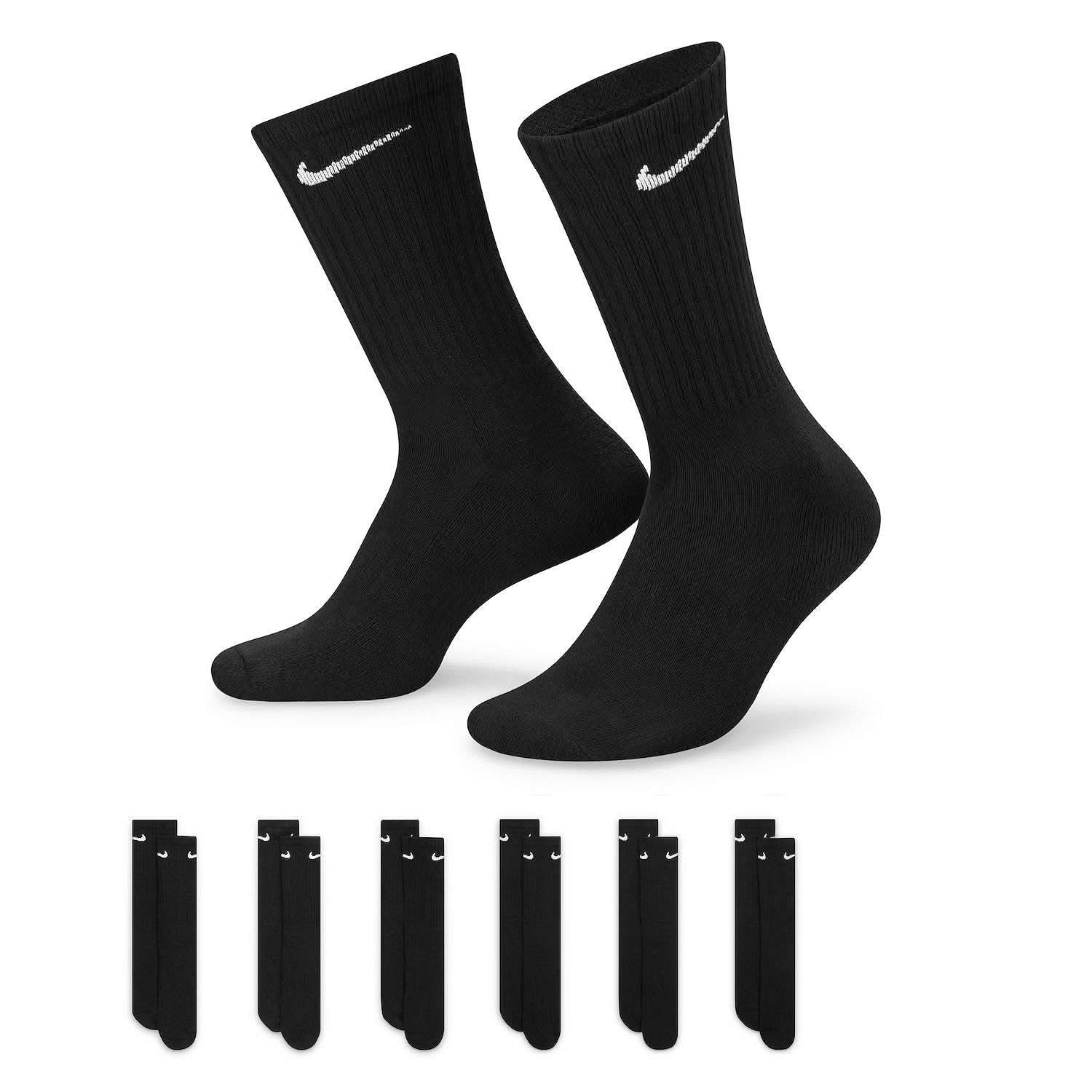 Nike 6PK Crew Black Socks