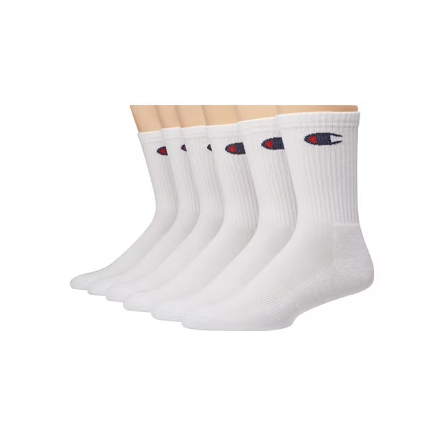 Champion 6 Pack Men Crew Socks (WHITE)