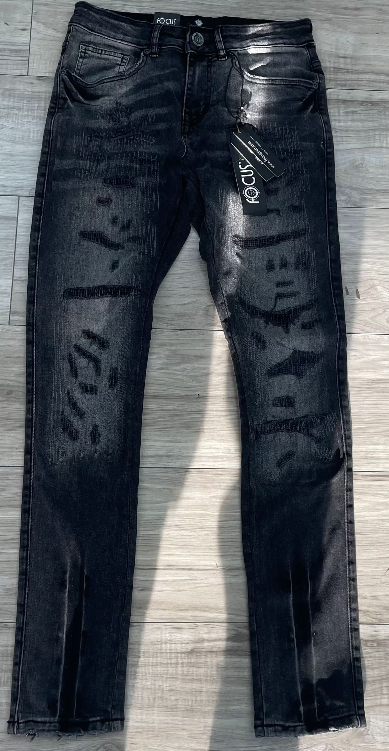 Focus “Black Distressed Cut” Jeans