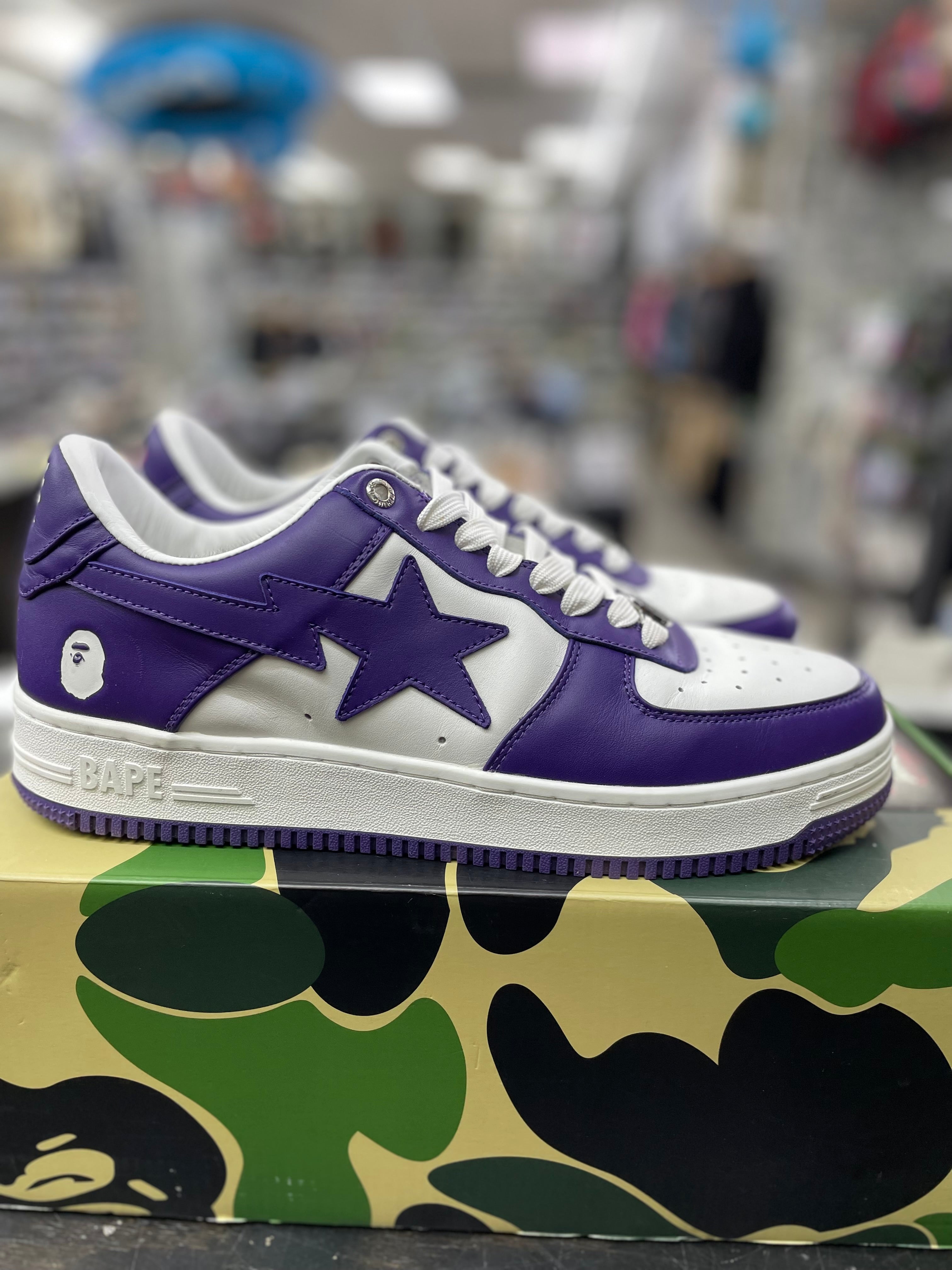 A Bathing Ape Bape Sta "White Purple" *Size 11 Preowned*
