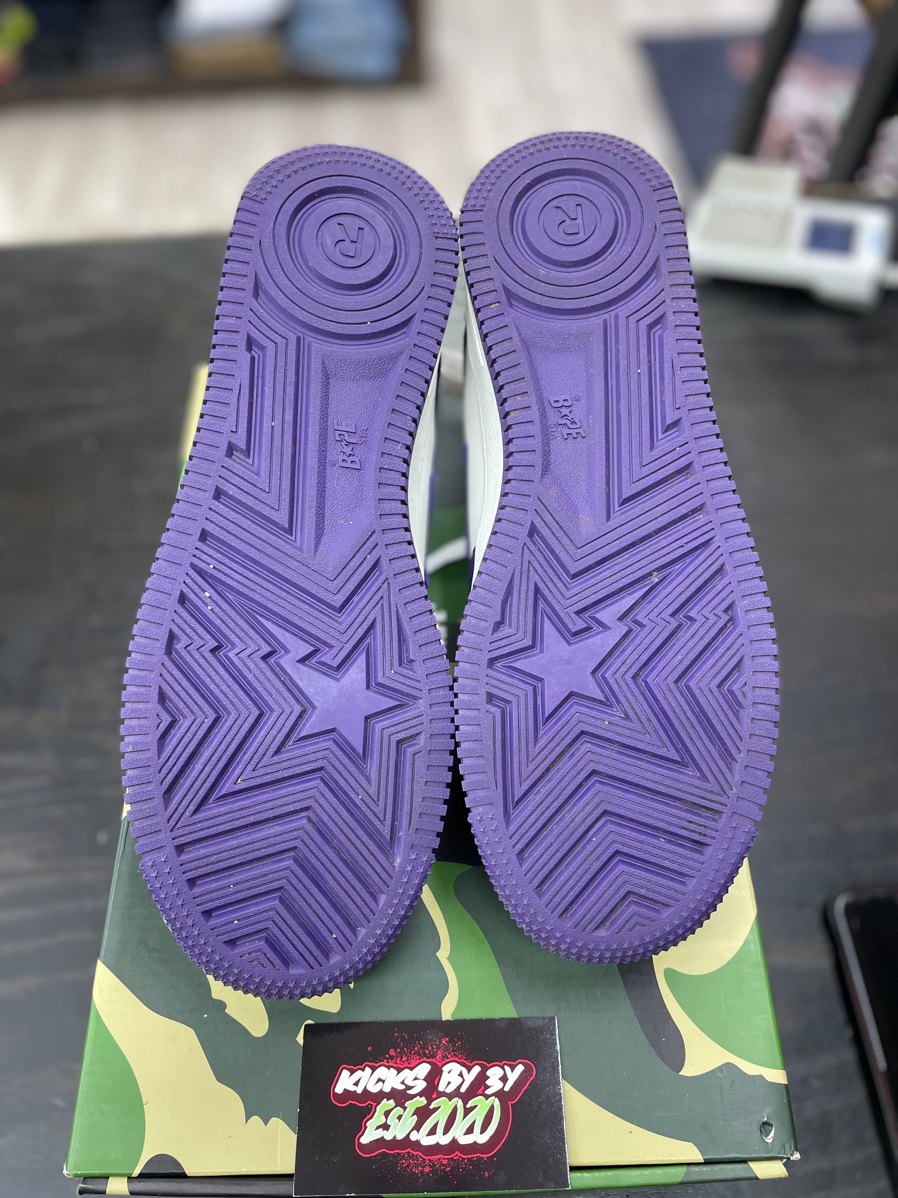 A Bathing Ape Bape Sta "White Purple" *Size 11 Preowned*