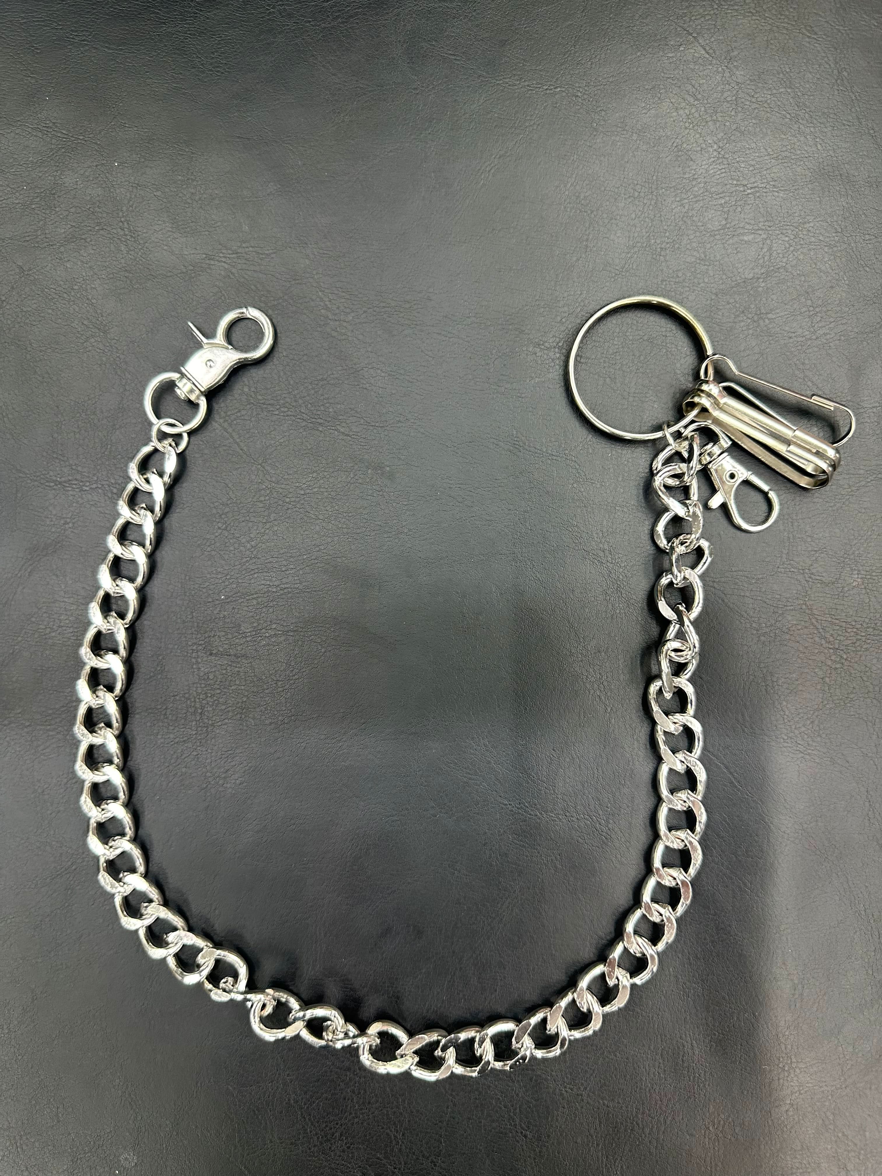 3 HOOK SILVER WALLET CHAIN
