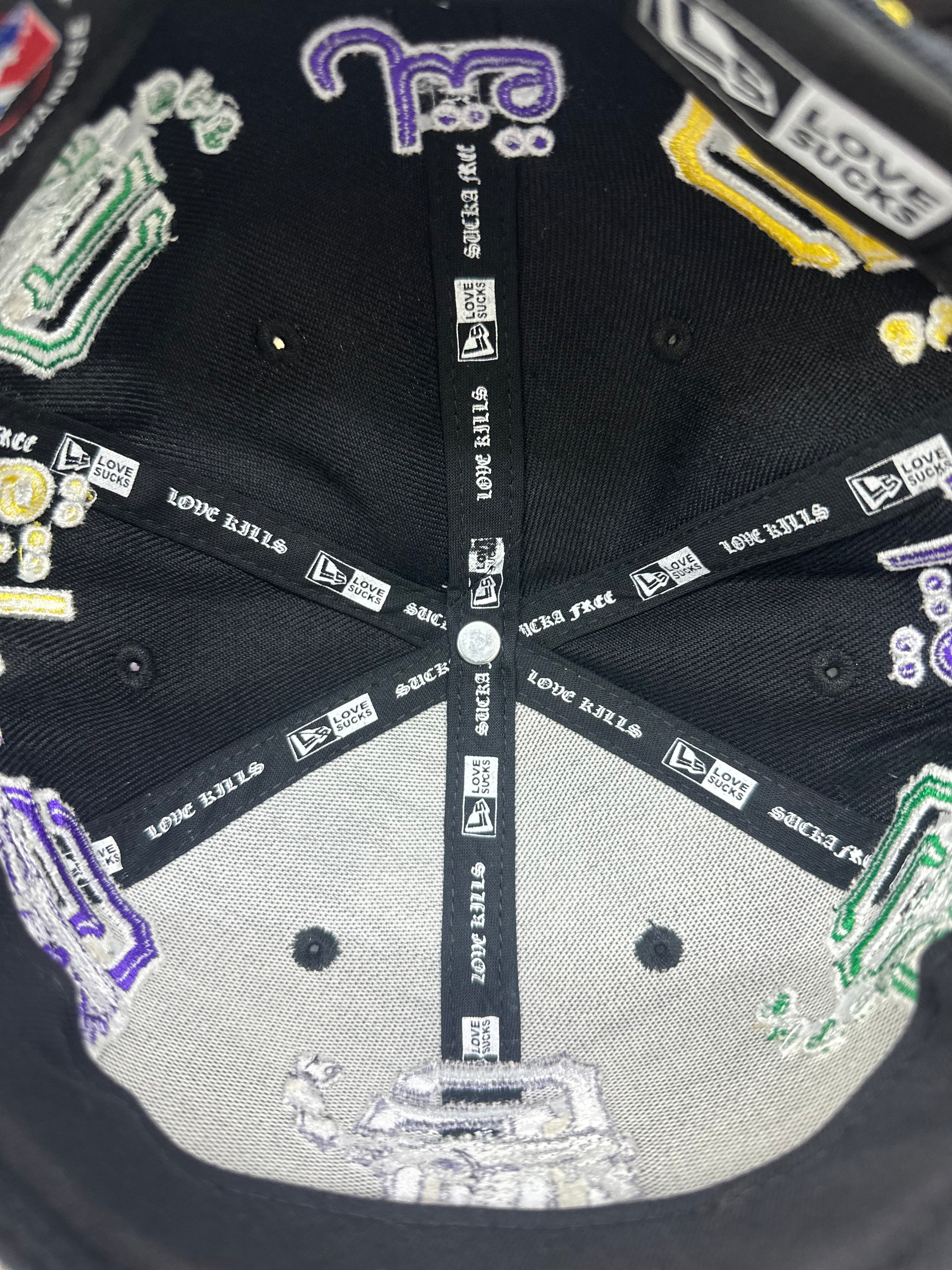 Love Sucks Multi Logo Fitted "MARDI GRAS" (BLACK)