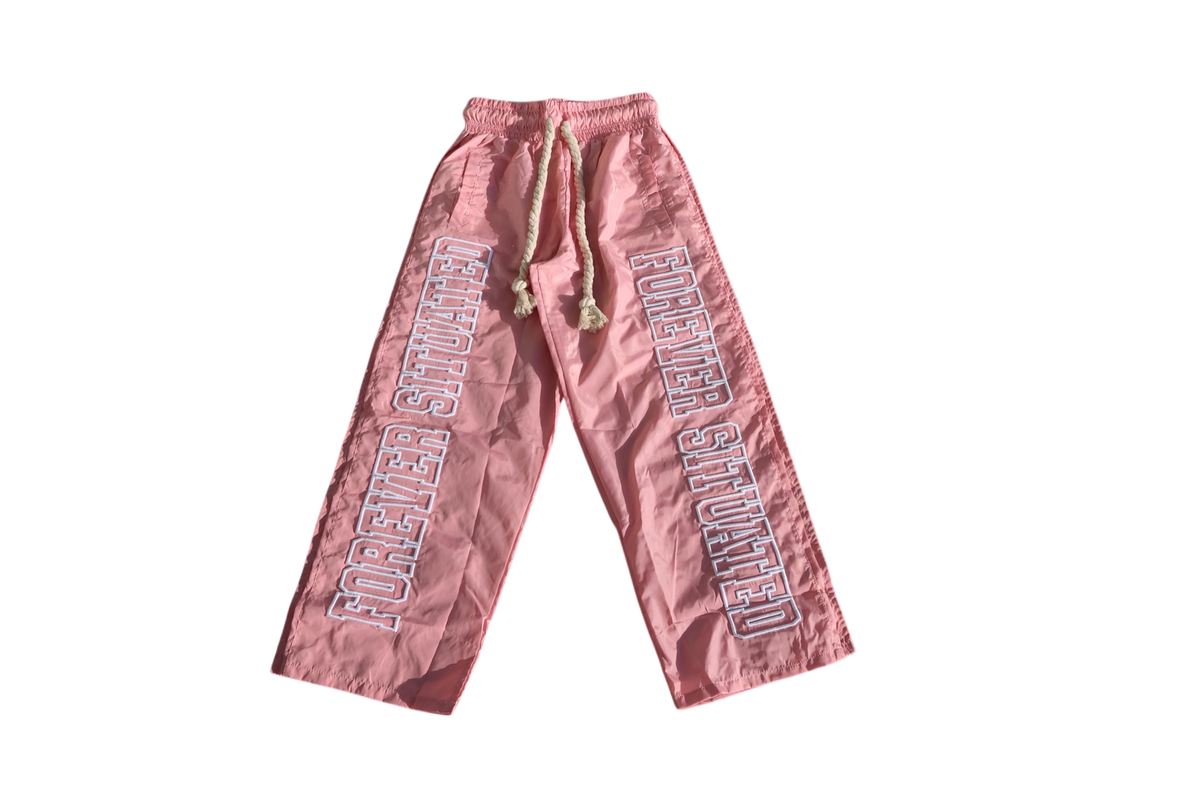 Forever Situated “Nylon Track” Pants (Pink)
