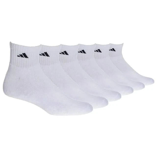 Adidas Men's Athletic Cushioned Ankle Socks (6-Pair), White/Black, Large, (Shoe Size 6-12)