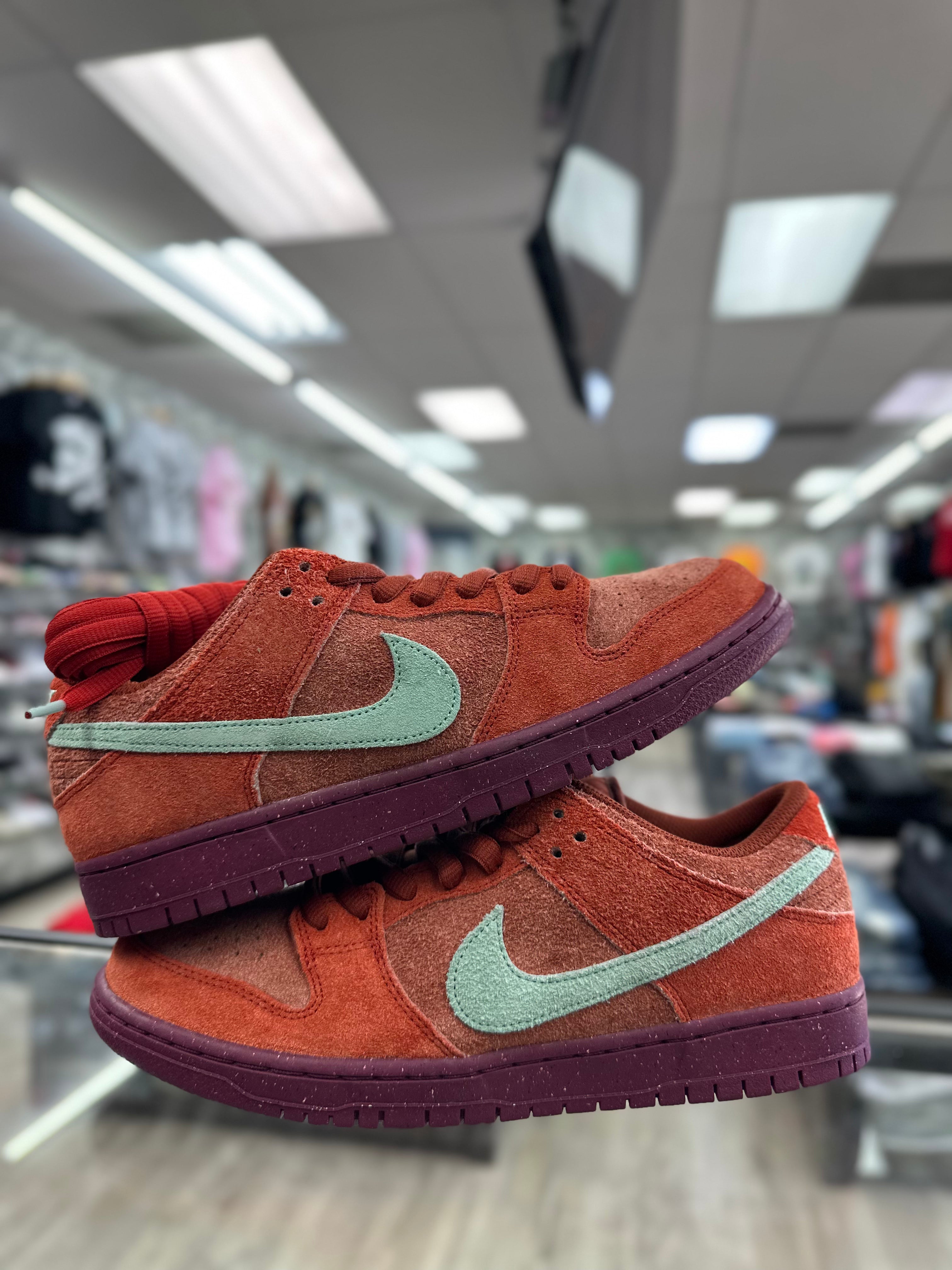 Nike SB Dunk Low Mystic Red and Rosewood-