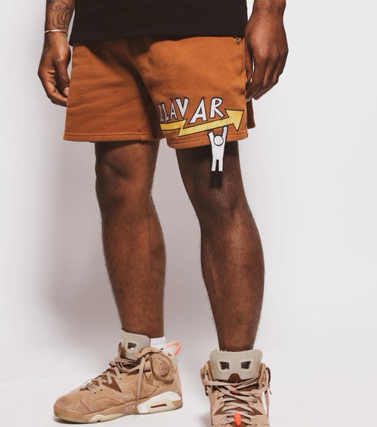 Elavar Brown Cotton French Terry  Shorts
