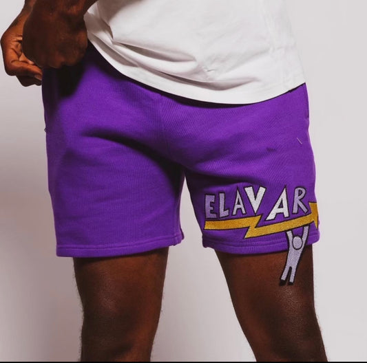 Elavar Purple Cotton French Terry Shorts