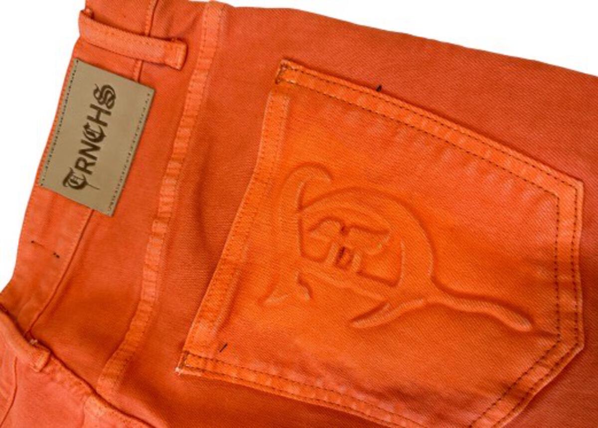 TRNCHS "BUTTON FLY" ORANGE Stacked Jeans
