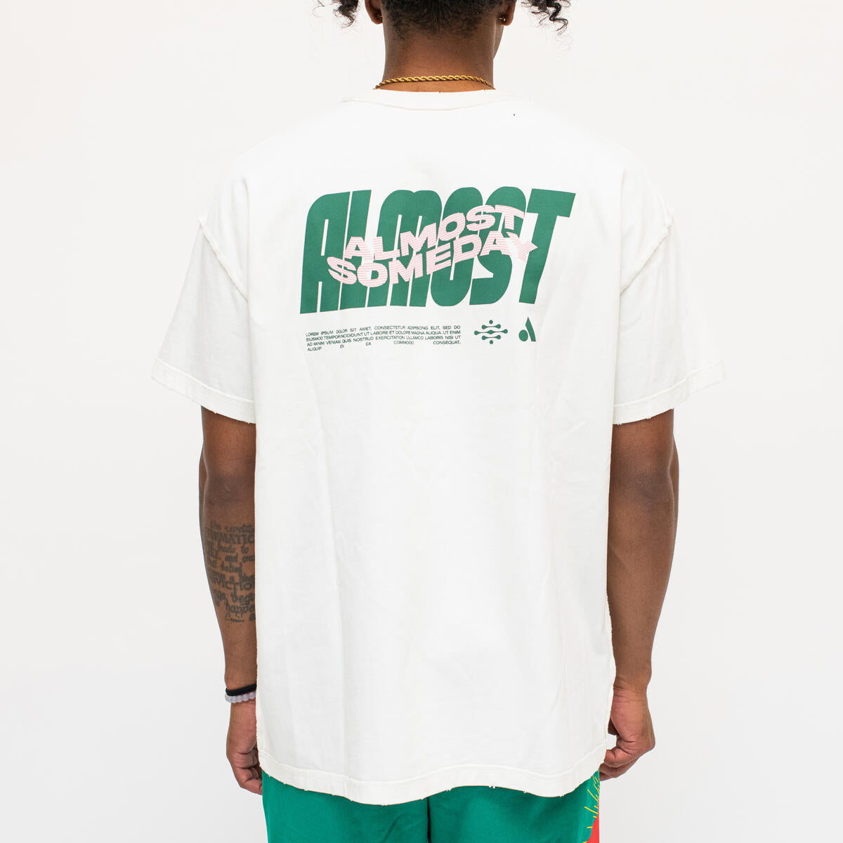 Almost Someday "Warp Tee" (White/Green)