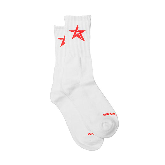 WKND RIOT "LOGO SOCKS" (WHITE AND RED)
