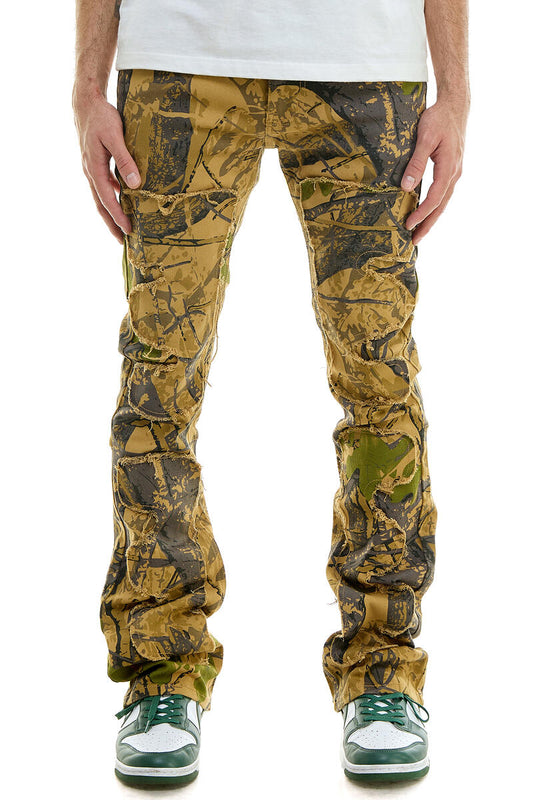 Kdnk Brown Camo "Stacked Flare Jeans"