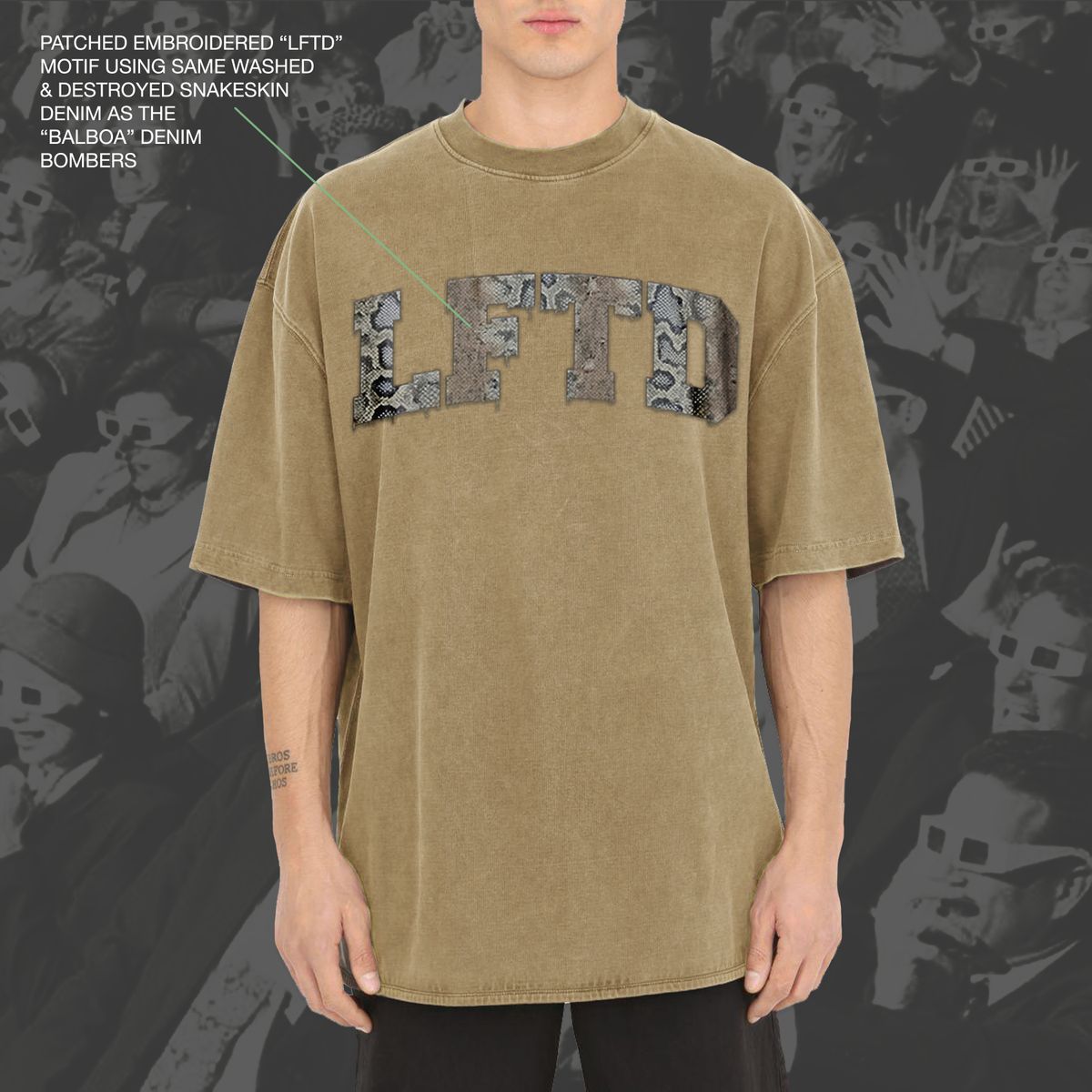 Lifted Anchors SNAKE "ATHLETICS" OVERSIZE T-SHIRT (Brown)