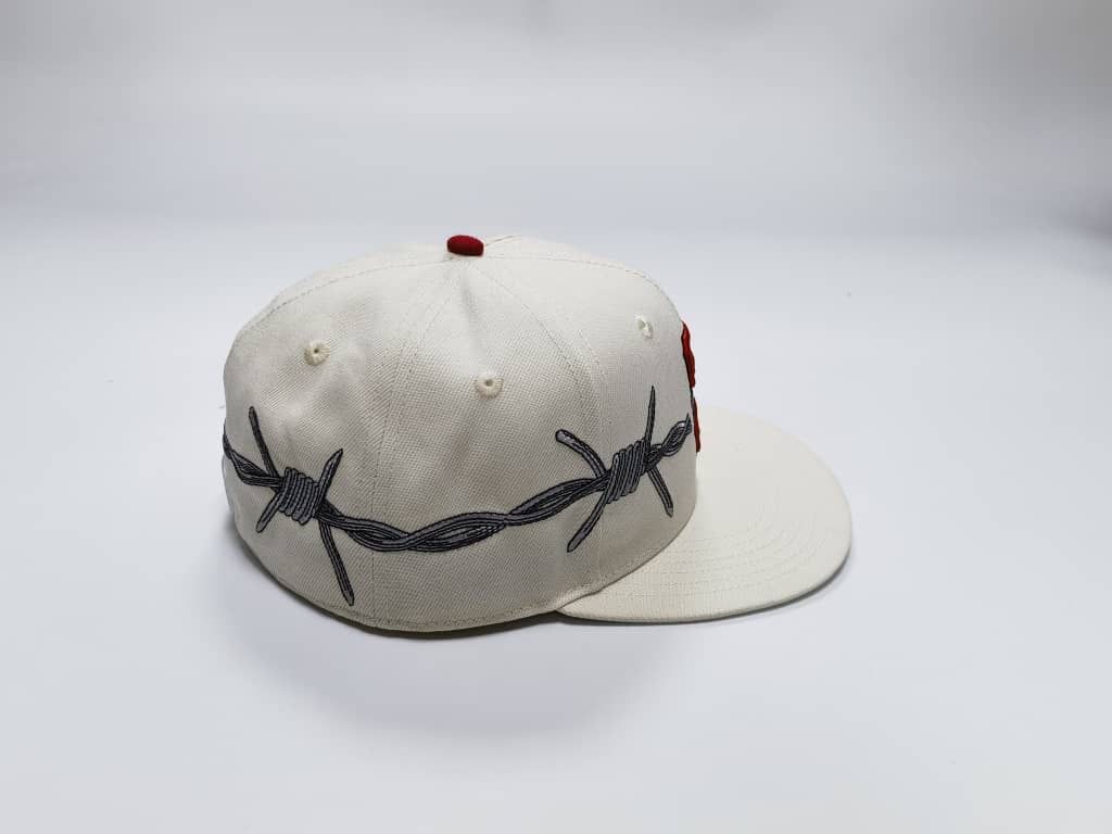 Love Sucks "Barbwire Fitted" (Cream/Red)