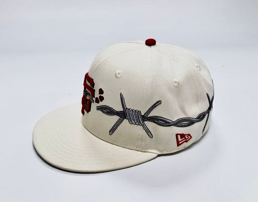 Love Sucks "Barbwire Fitted" (Cream/Red)