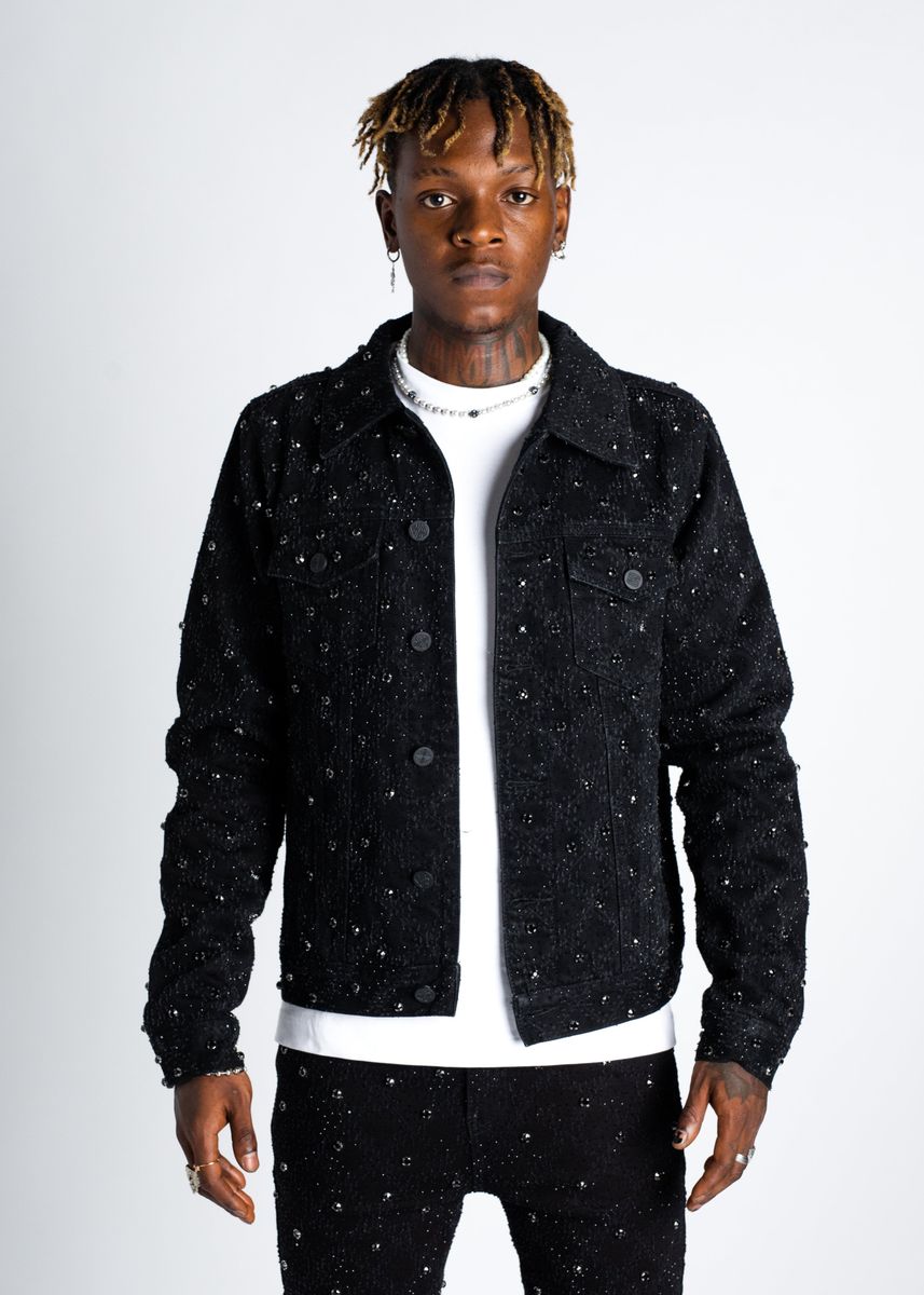 Guapi "All Black Embellished Denim Jacket"