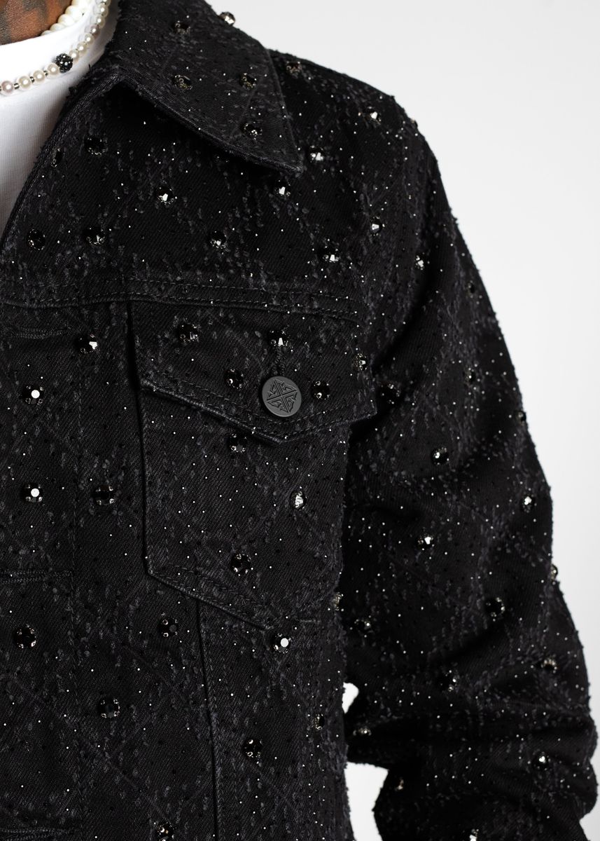 Guapi "All Black Embellished Denim Jacket"