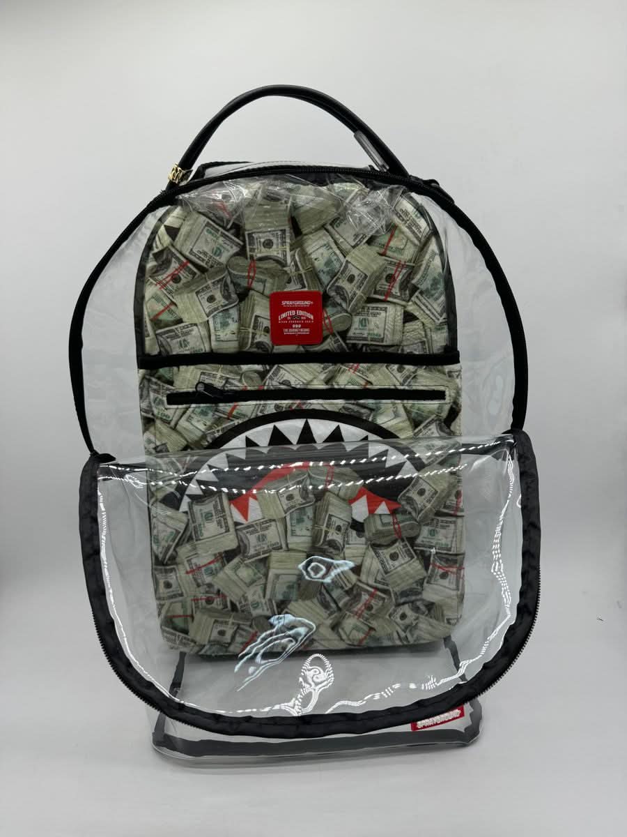 Sprayground “ MONEY PILE  DLX CLEAR BACKPACK"