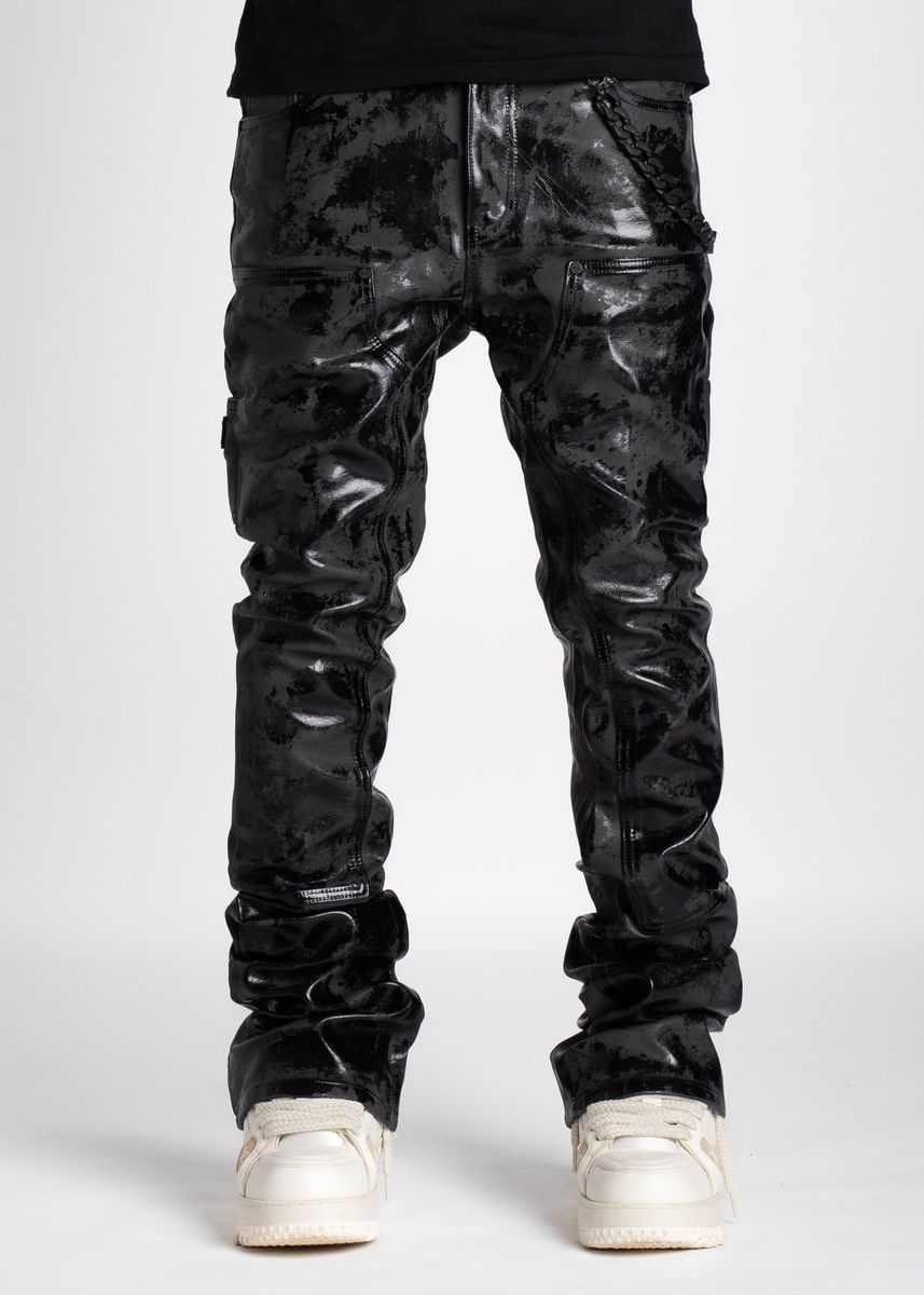 Guapi "Jet Black Carpenter" Leather Jeans