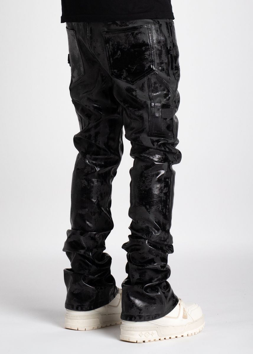 Guapi "Jet Black Carpenter" Leather Jeans