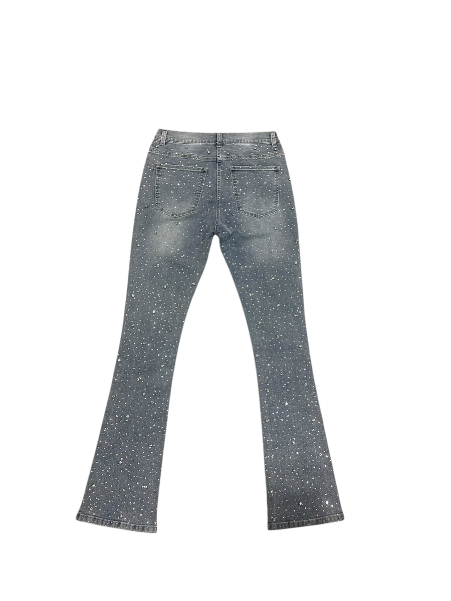 Concept La "Prosperity" Blue Rhinestone Flare Jeans