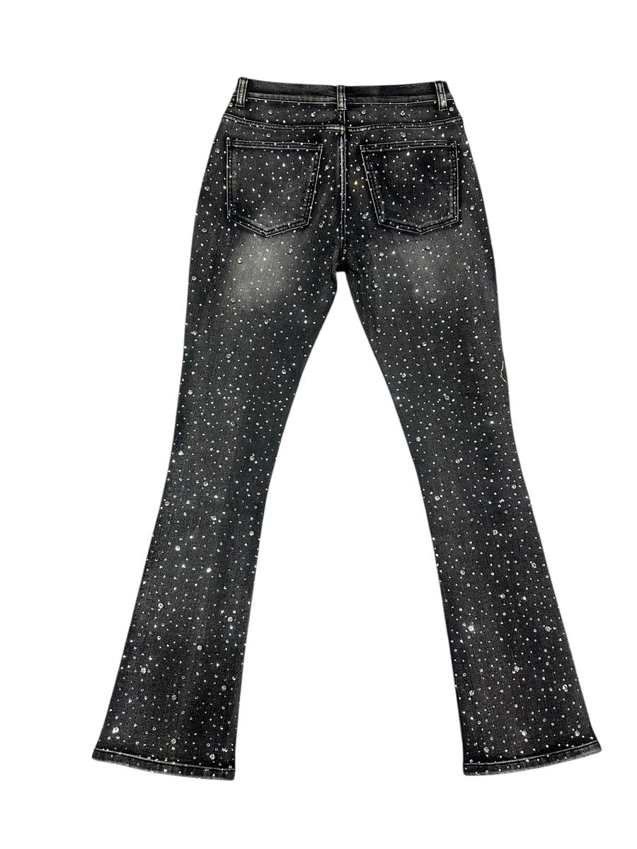 Concept La "Prosperity" Black Rhinestone Flare Jeans