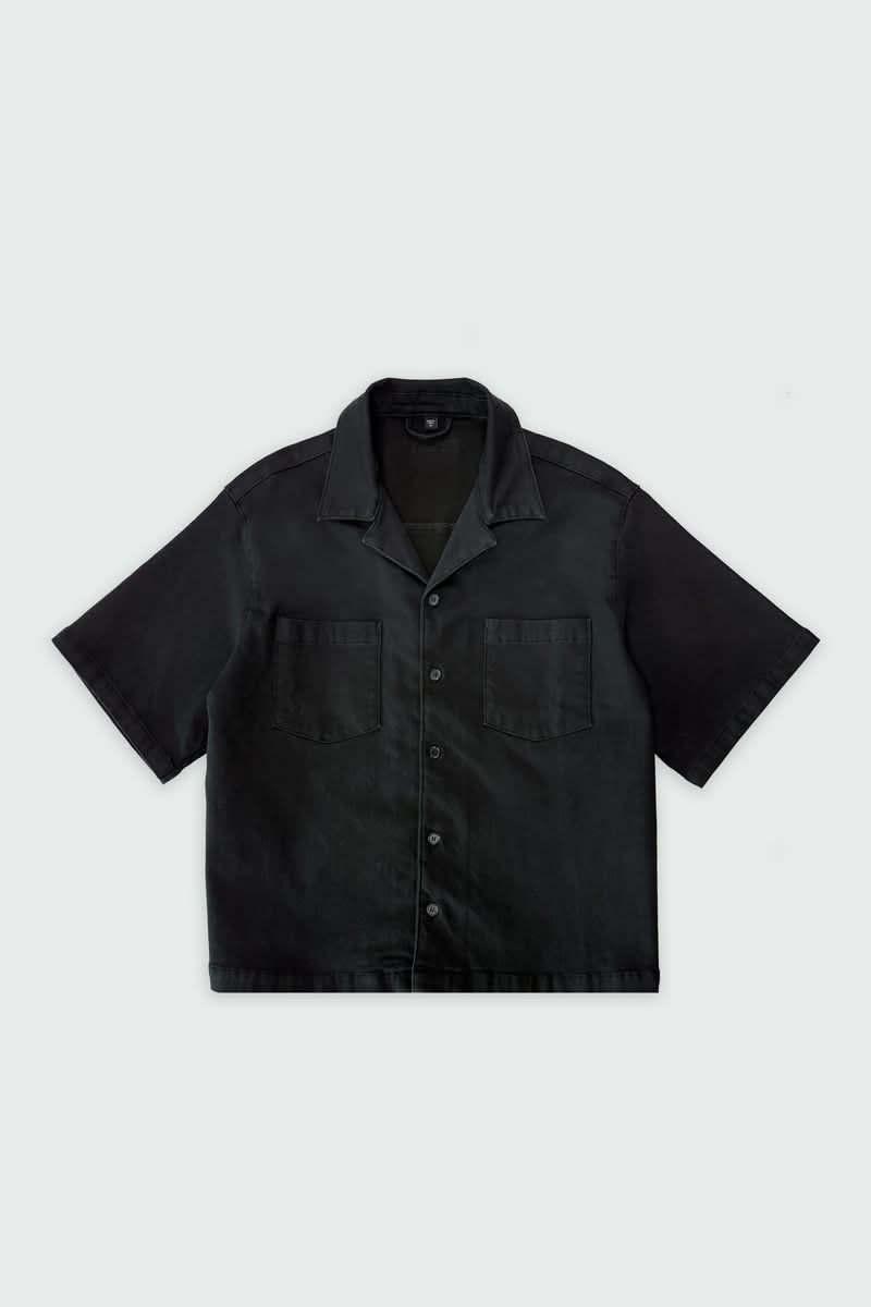 Ananke "INTENTION CROPPED CUBAN BUTTON DOWN SHIRT" (BLACK)