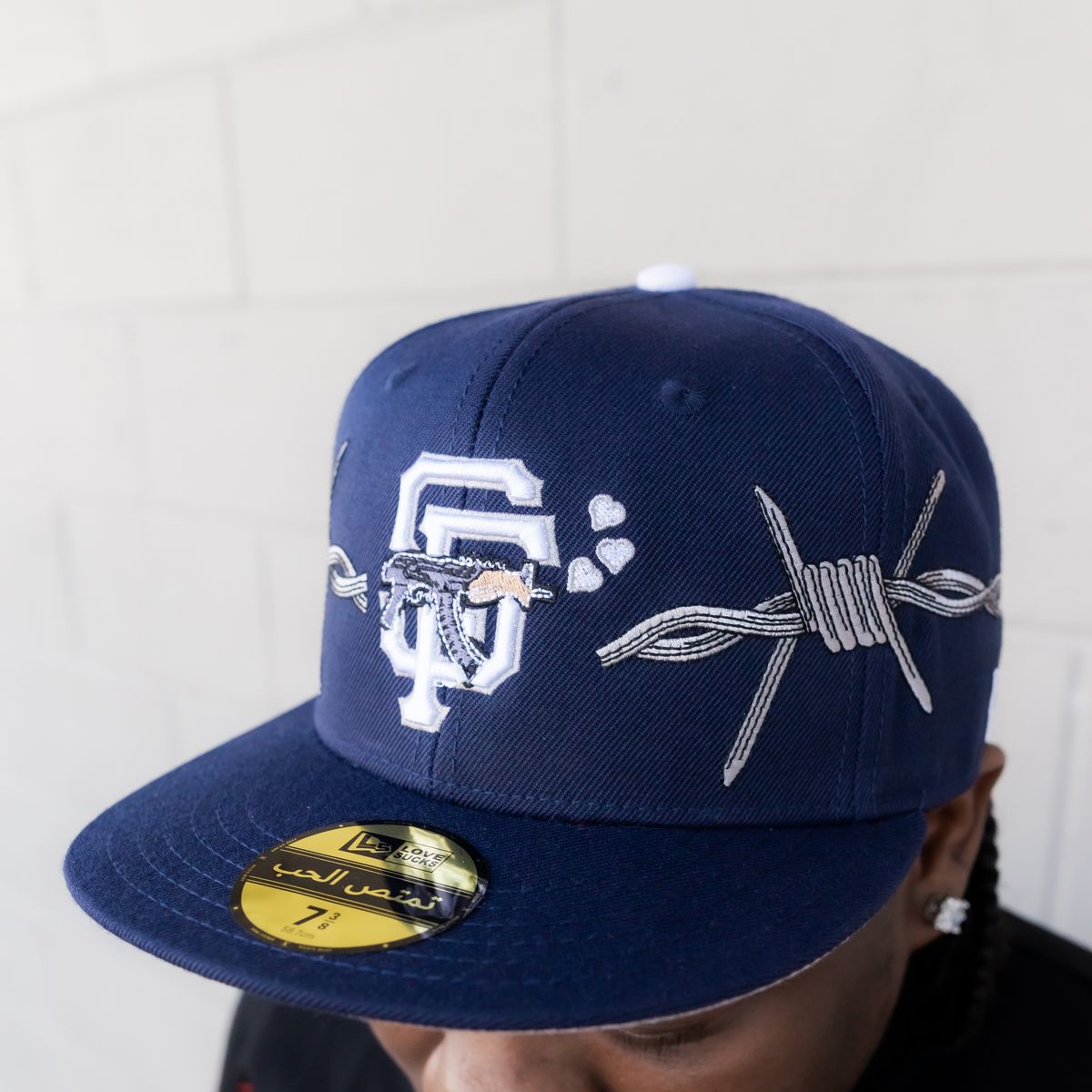 Love Sucks Barbwire Fitted "Navy Blue"