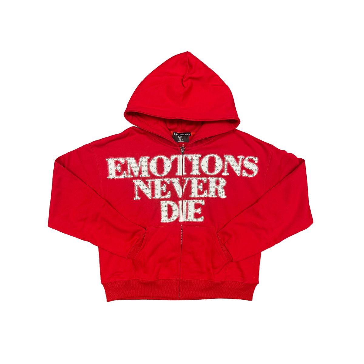 Mixed Emotion “Red End" Rhinestone Zip Up