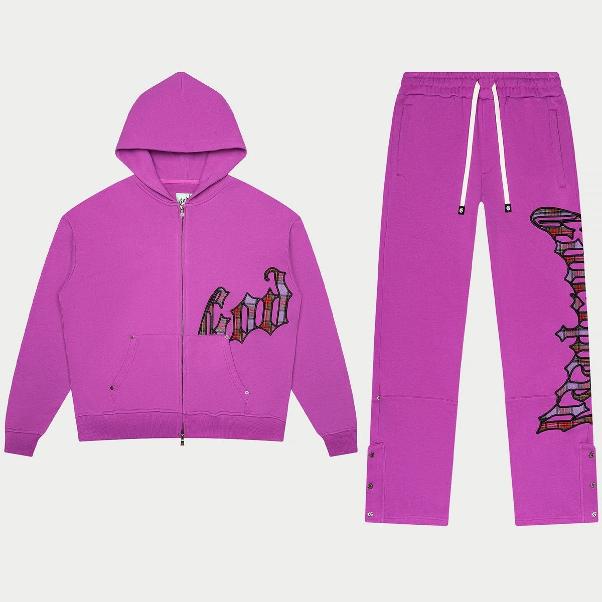 Godspeed “Og Logo Sweatsuit" (Pink Plaid)