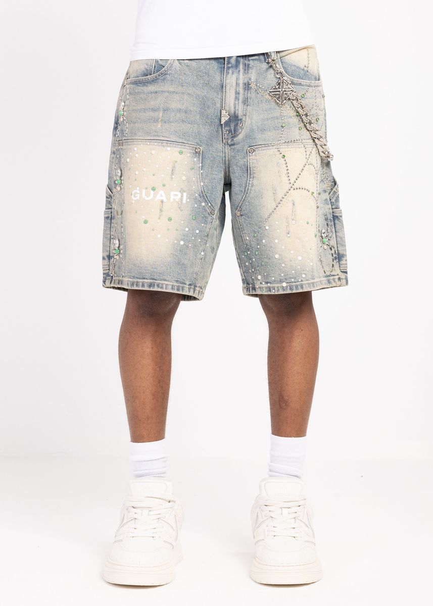 Guapi “Emerald Spider Denim Shorts
