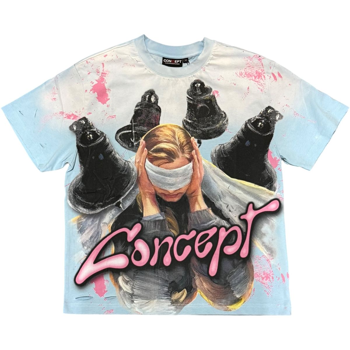 Concept La "SIlence" Tee- Blue Wash