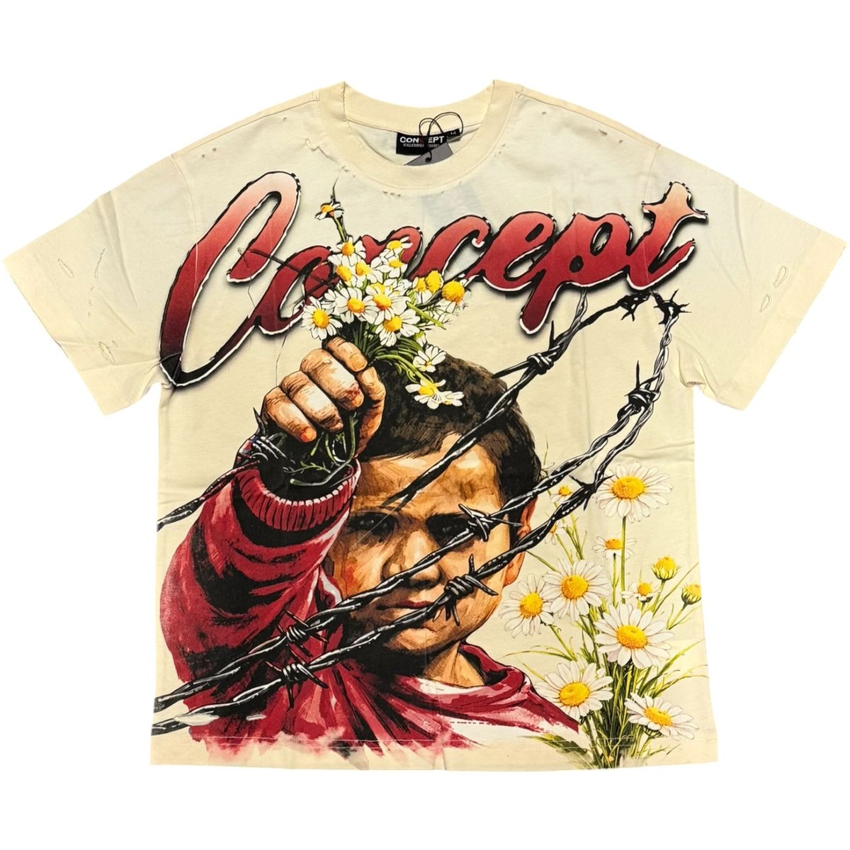 Concept La "Flowers" Tee - Cream