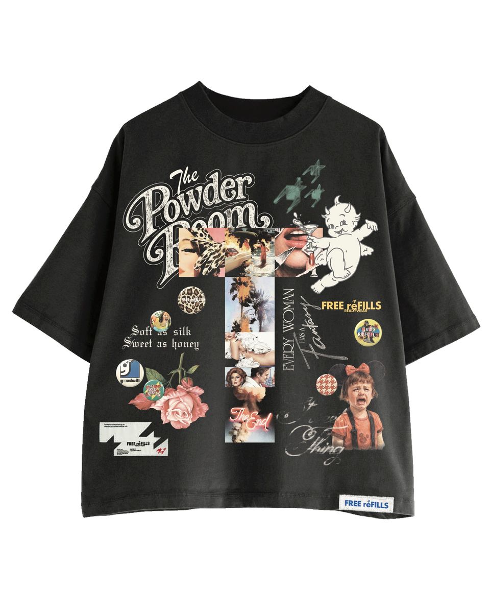 Free Refills “THE POWDER ROOM BLK” Tee