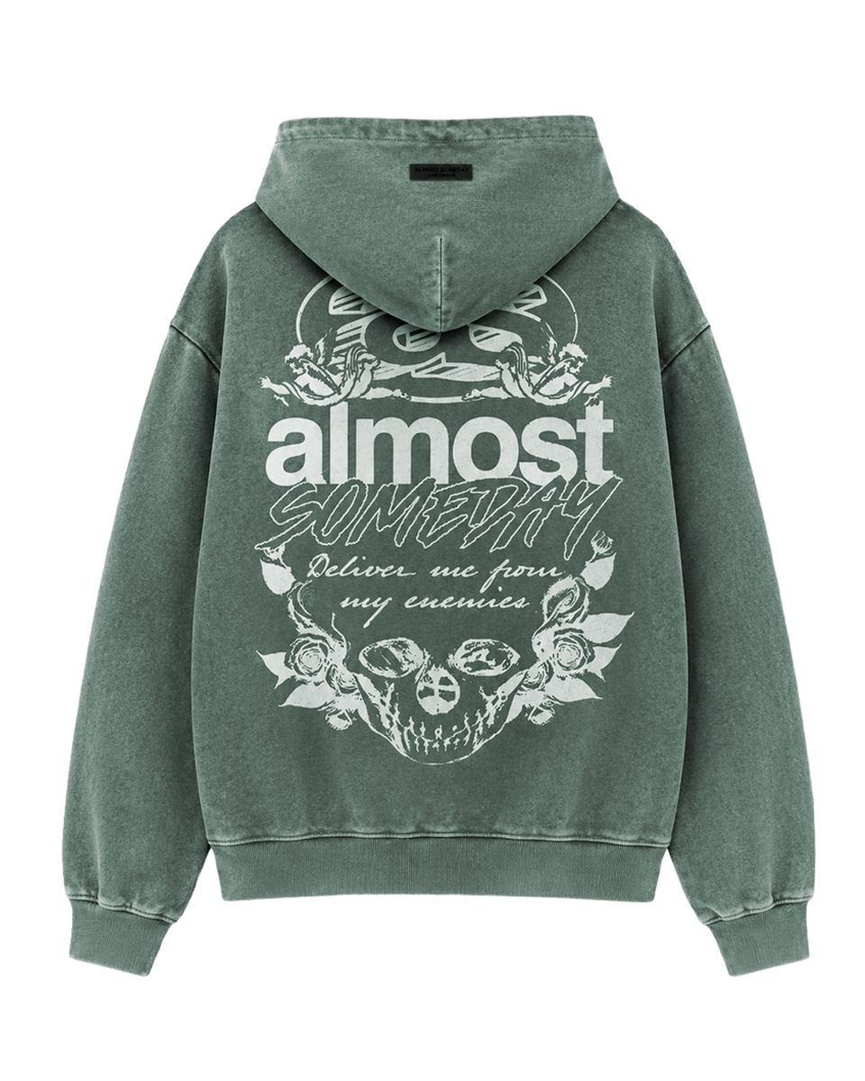 Almost Someday "ENEMIES ZIP HOODIE" (GREEN)
