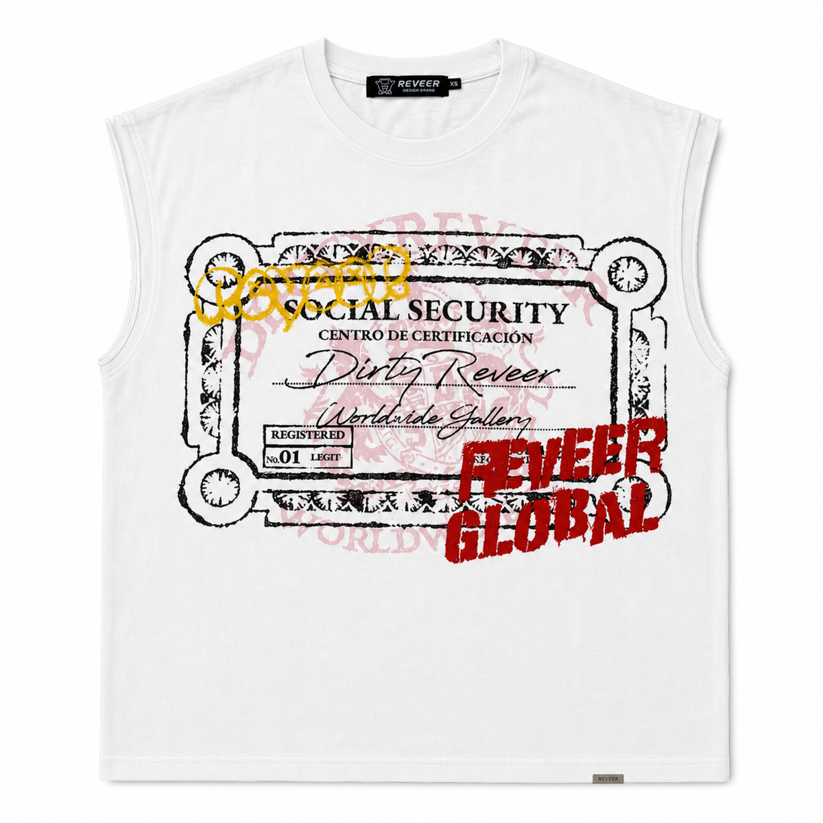 Reveer "SOCIAL SECURITY" CUT OFF TEE (WHITE)