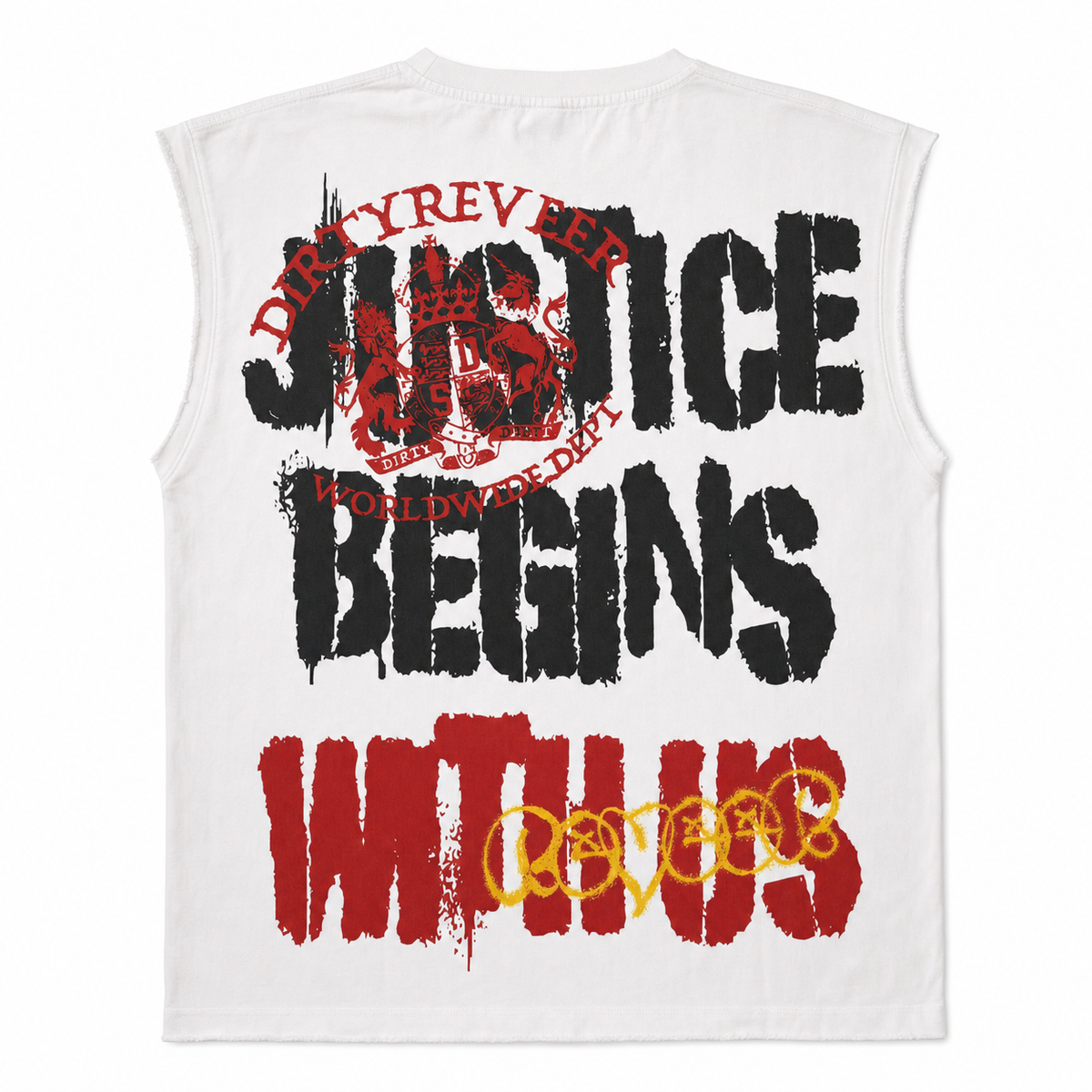 Reveer "SOCIAL SECURITY" CUT OFF TEE (WHITE)