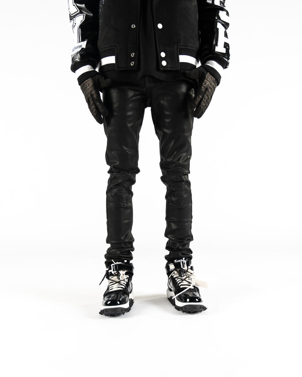 Heavy "Black Wax" Skinny Jeans