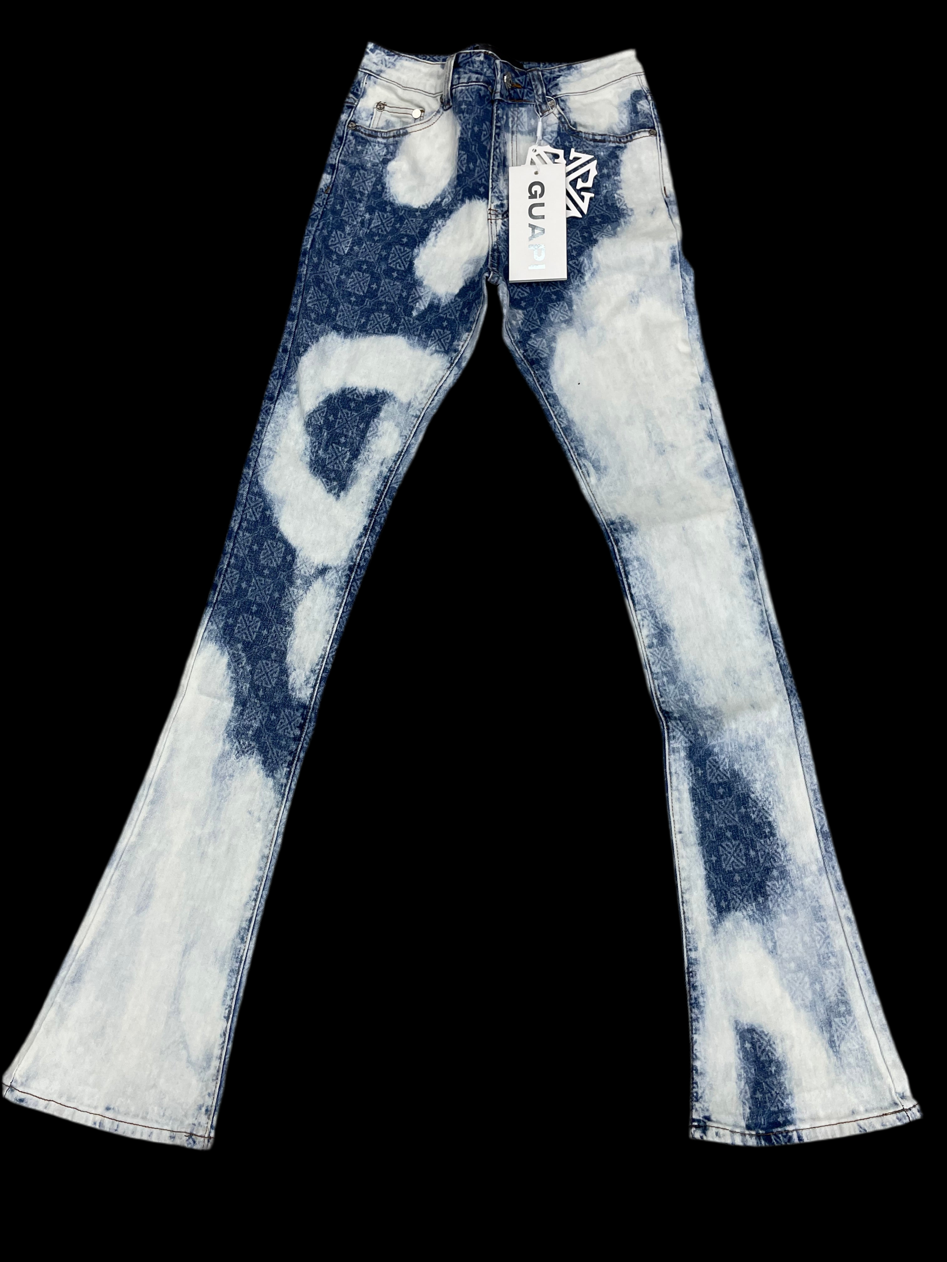 Guapi "Two Tone Bleach Wash Stacked Jeans"